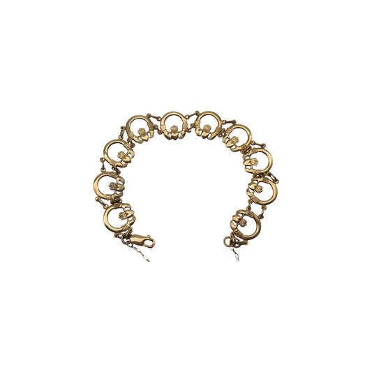 Irish 9ct 375 Yellow Gold Claddagh Bracelet 1996 L 21.0 cm 11.3 g.
