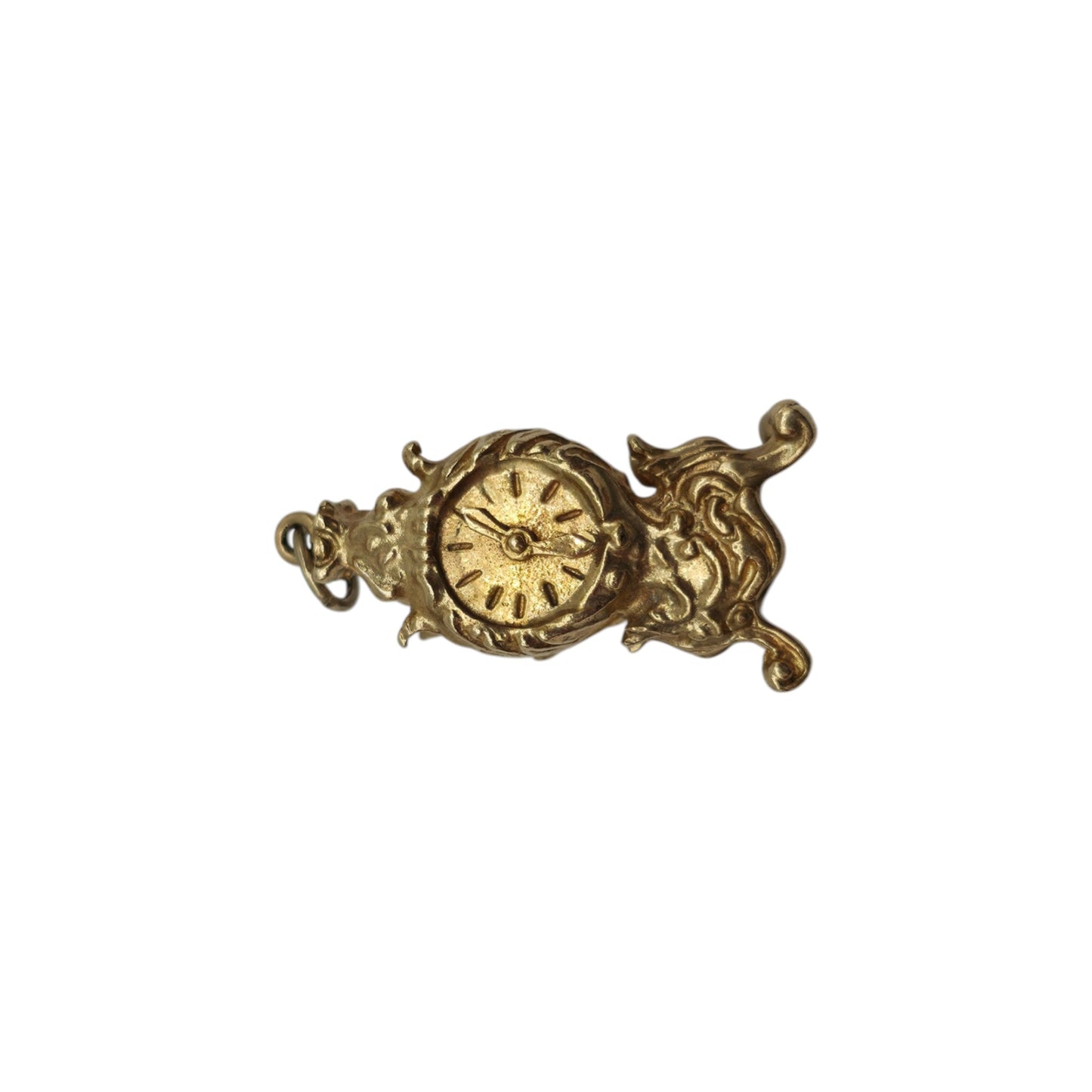Heavy 9ct 375 Yellow Gold Articulated Clock Charm 1971 L 2.4 cm 7.3 g.