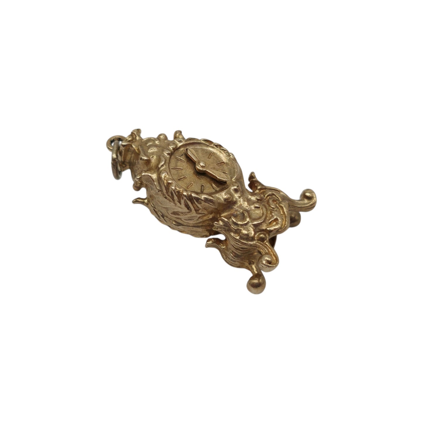 Heavy 9ct 375 Yellow Gold Articulated Clock Charm 1971 L 2.4 cm 7.3 g.