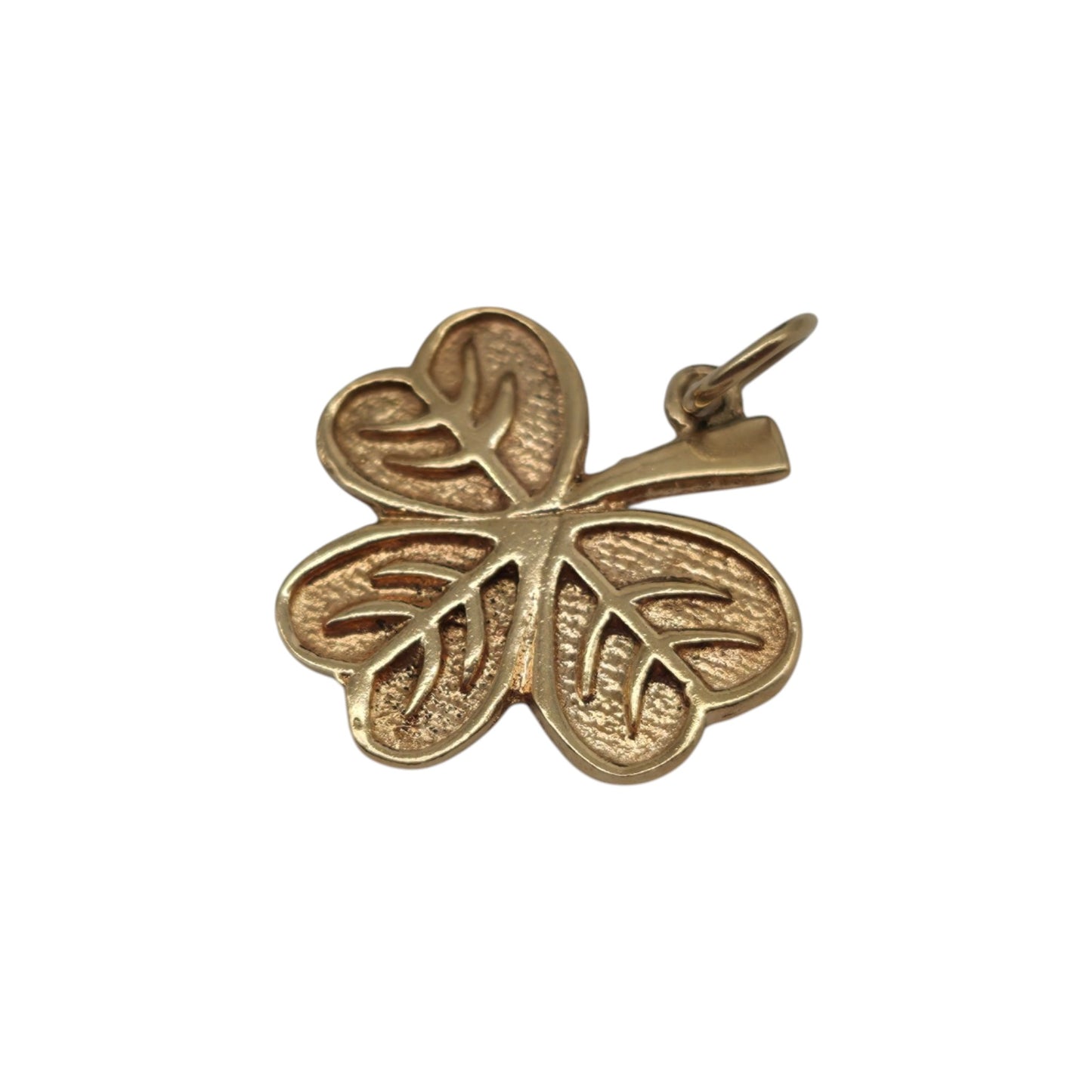 Irish 9ct 375 Yellow Gold Shamrock Charm 1963 L 1.8 cm 1.8 g.