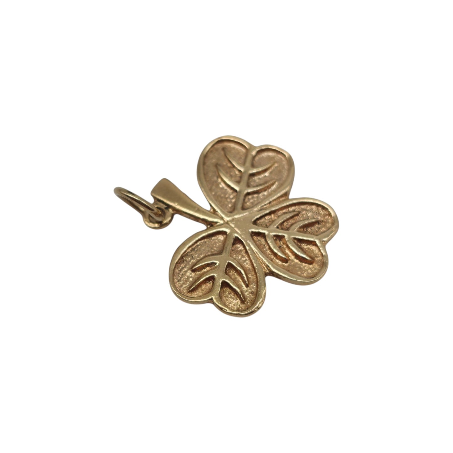 Irish 9ct 375 Yellow Gold Shamrock Charm 1963 L 1.8 cm 1.8 g.