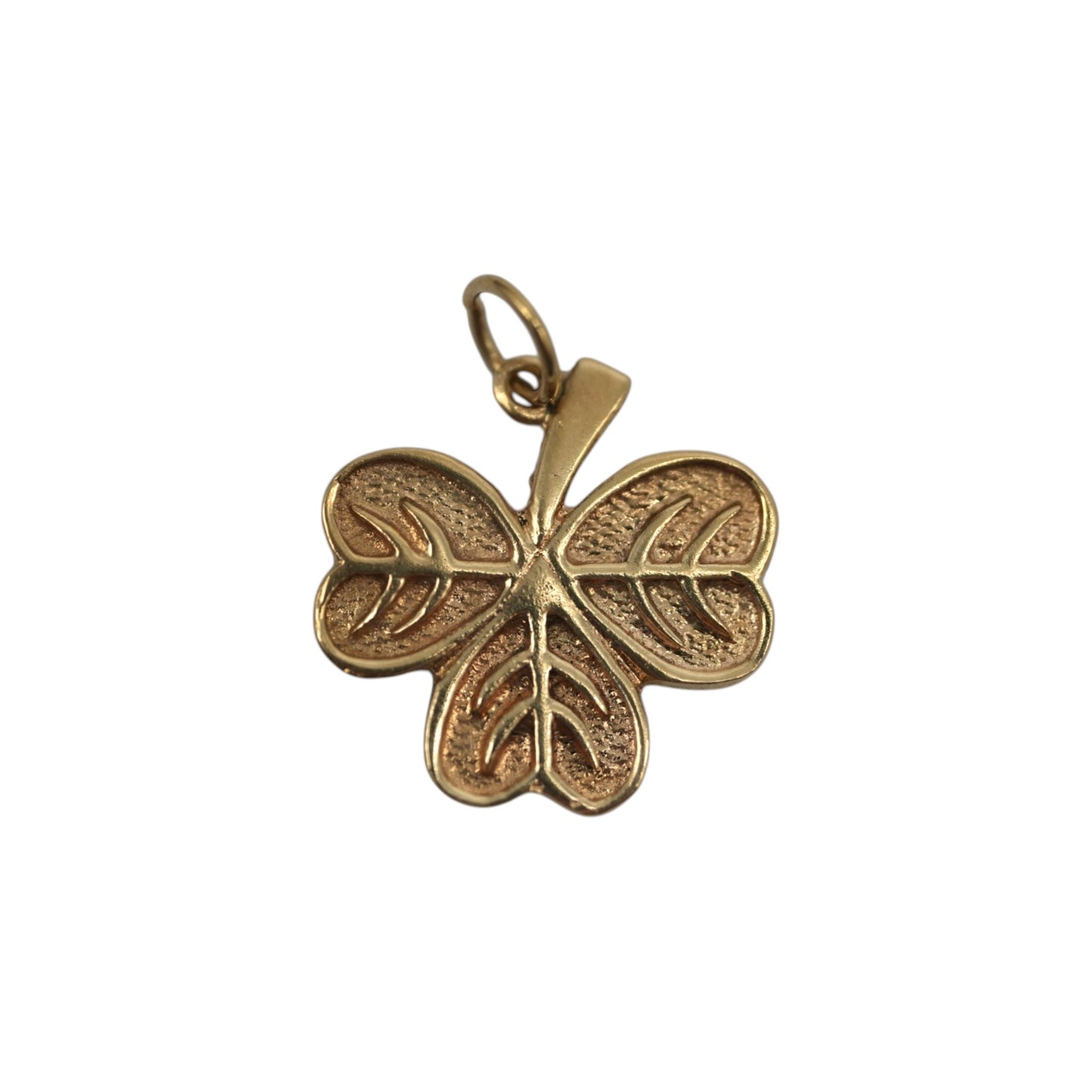 Irish 9ct 375 Yellow Gold Shamrock Charm 1963 L 1.8 cm 1.8 g.