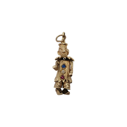9ct 375 Yellow Gold Articulated Clown Charm 1973 
