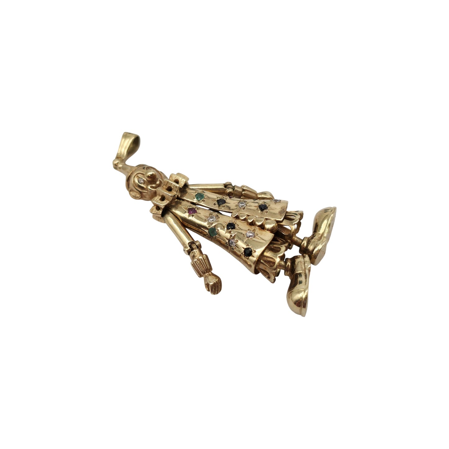 Heavy 9ct 375 Yellow Gold Articulated Clown Pendant 1992 L 5.9 cm 21.0 g.