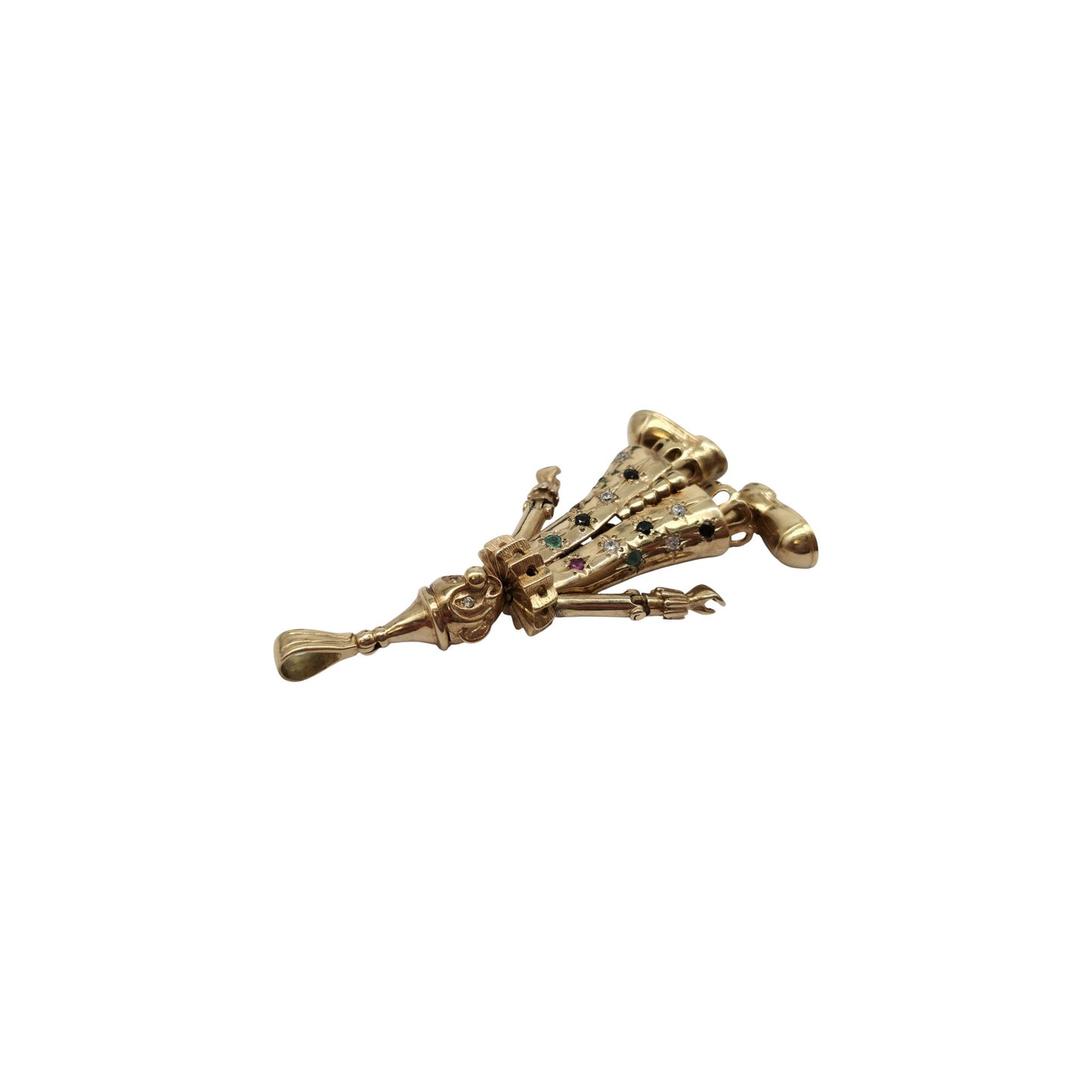 Heavy 9ct 375 Yellow Gold Articulated Clown Pendant 1992 L 5.9 cm 21.0 g.