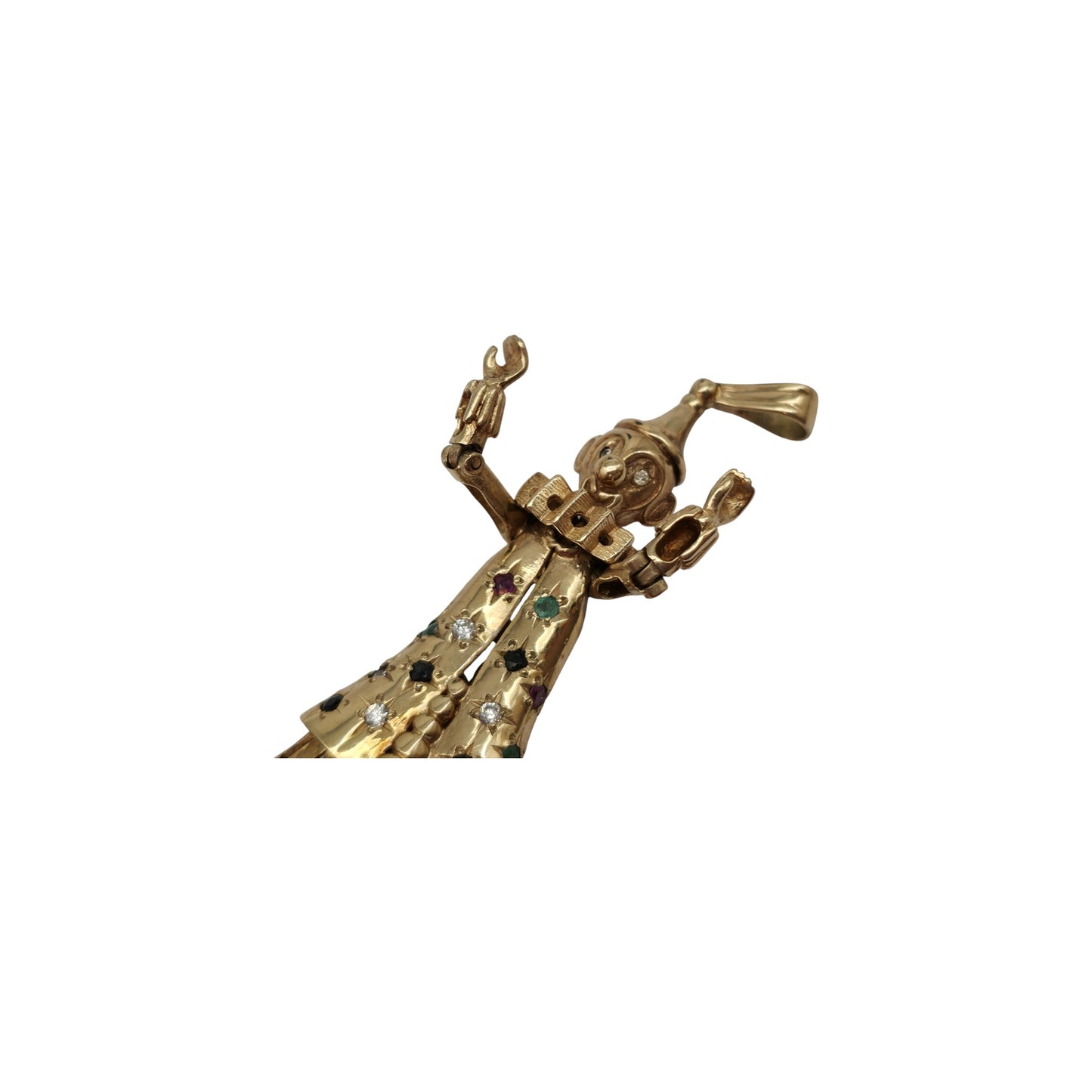 Heavy 9ct 375 Yellow Gold Articulated Clown Pendant 1992 L 5.9 cm 21.0 g.