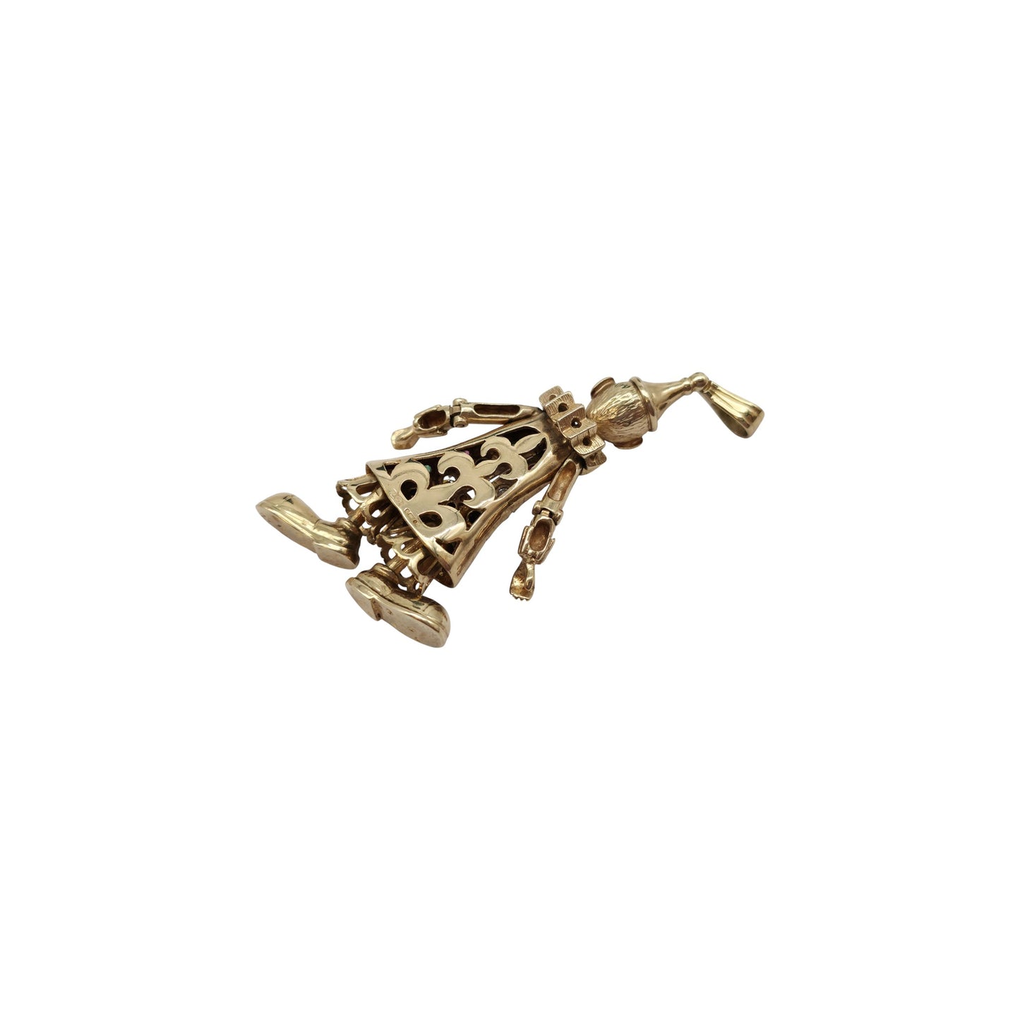 Heavy 9ct 375 Yellow Gold Articulated Clown Pendant 1992 L 5.9 cm 21.0 g.