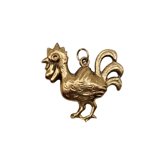 9ct 375 Yellow Gold Cockerel Charm 1966 L 2.4 cm 2.6 g.