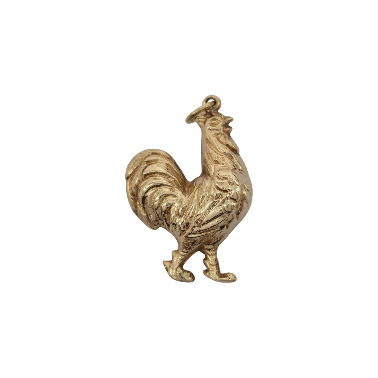 9ct 375 Yellow Gold Cockerel Charm 1978 L 2.3 cm 1.9 g.