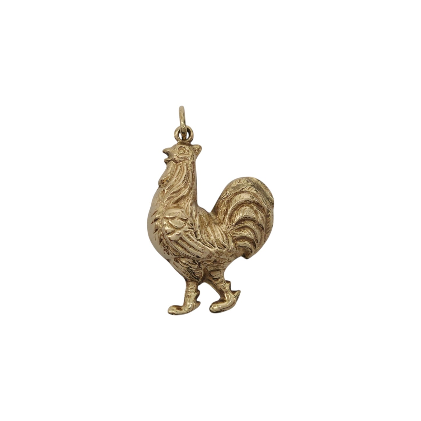 9ct 375 Yellow Gold Cockerel Charm 1978 L 2.3 cm 1.9 g.