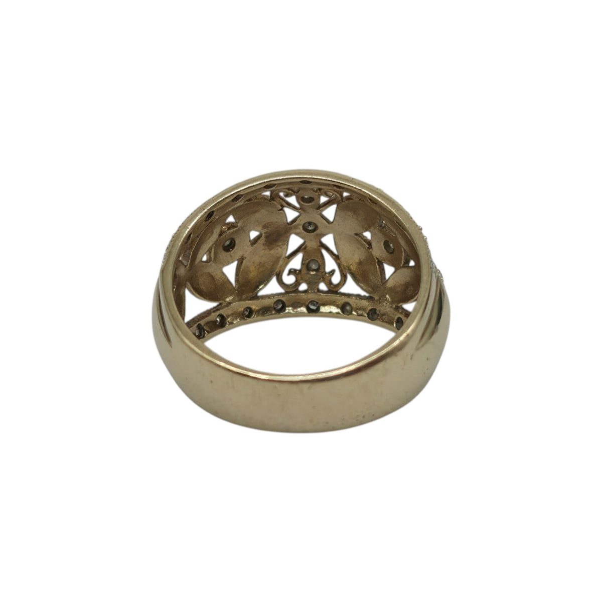 9ct 375 Yellow Gold Cocktail Ring With Diamonds Size Q 1/2 5.5 g.