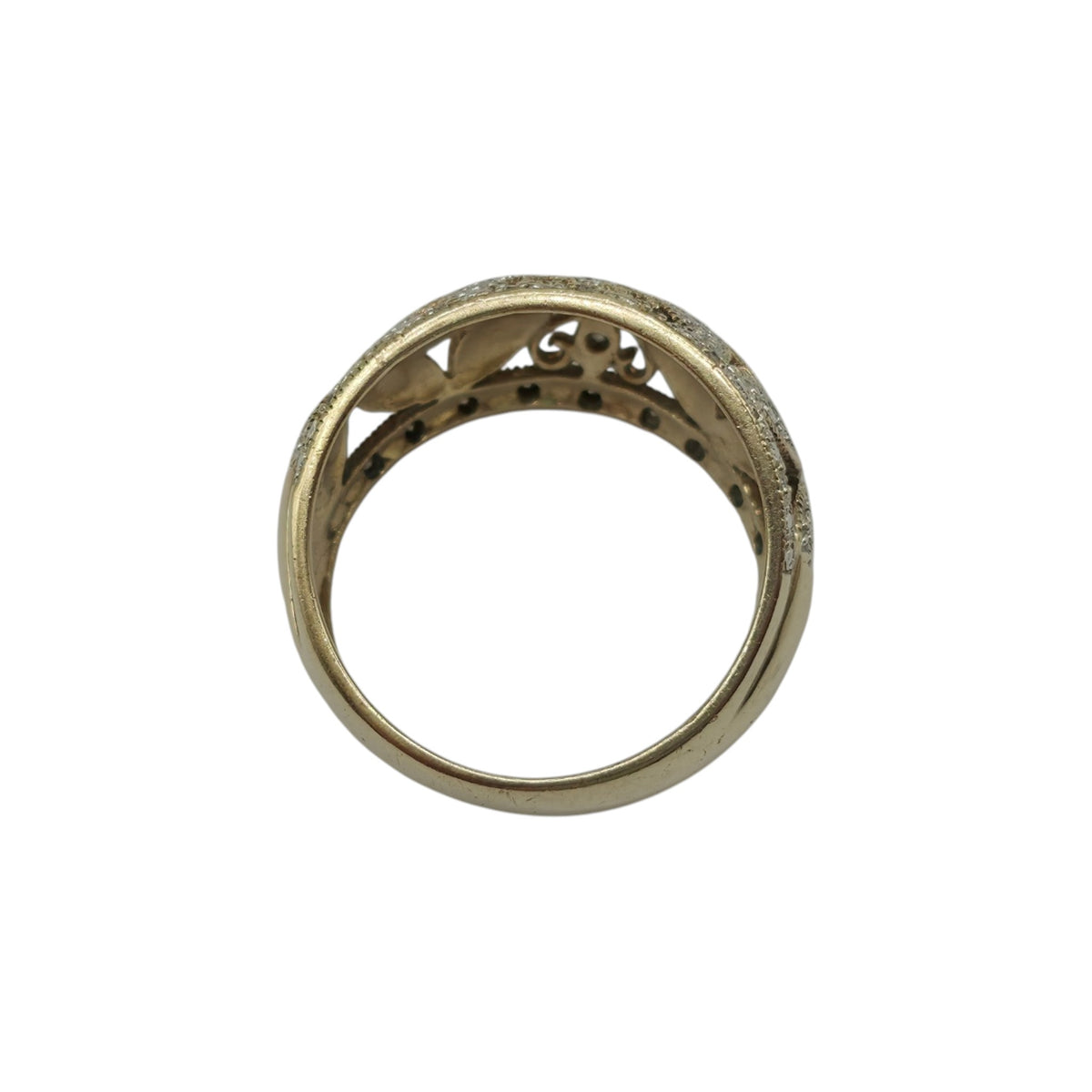 9ct 375 Yellow Gold Cocktail Ring With Diamonds Size Q 1/2 5.5 g.