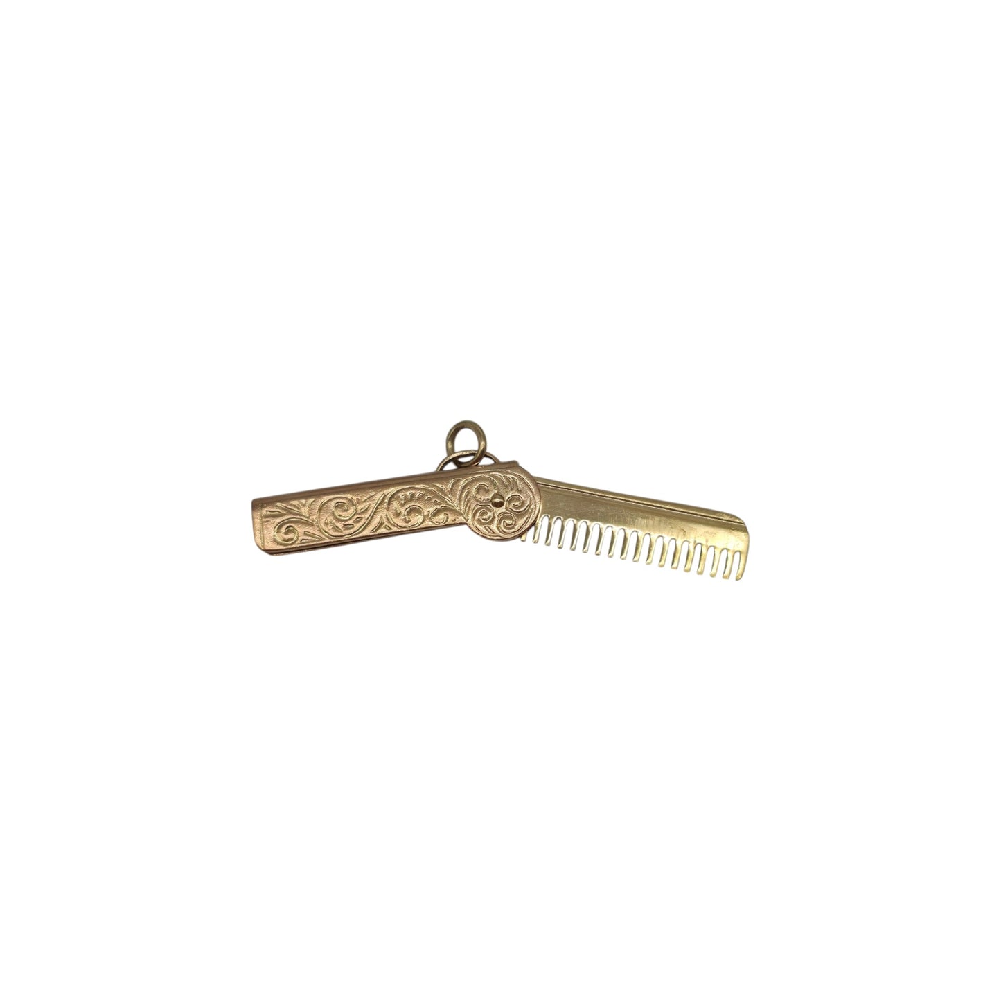 9ct 375 Rose & Yellow Gold Comb Opening Charm 1968 L 4.2 cm 2.5 g.