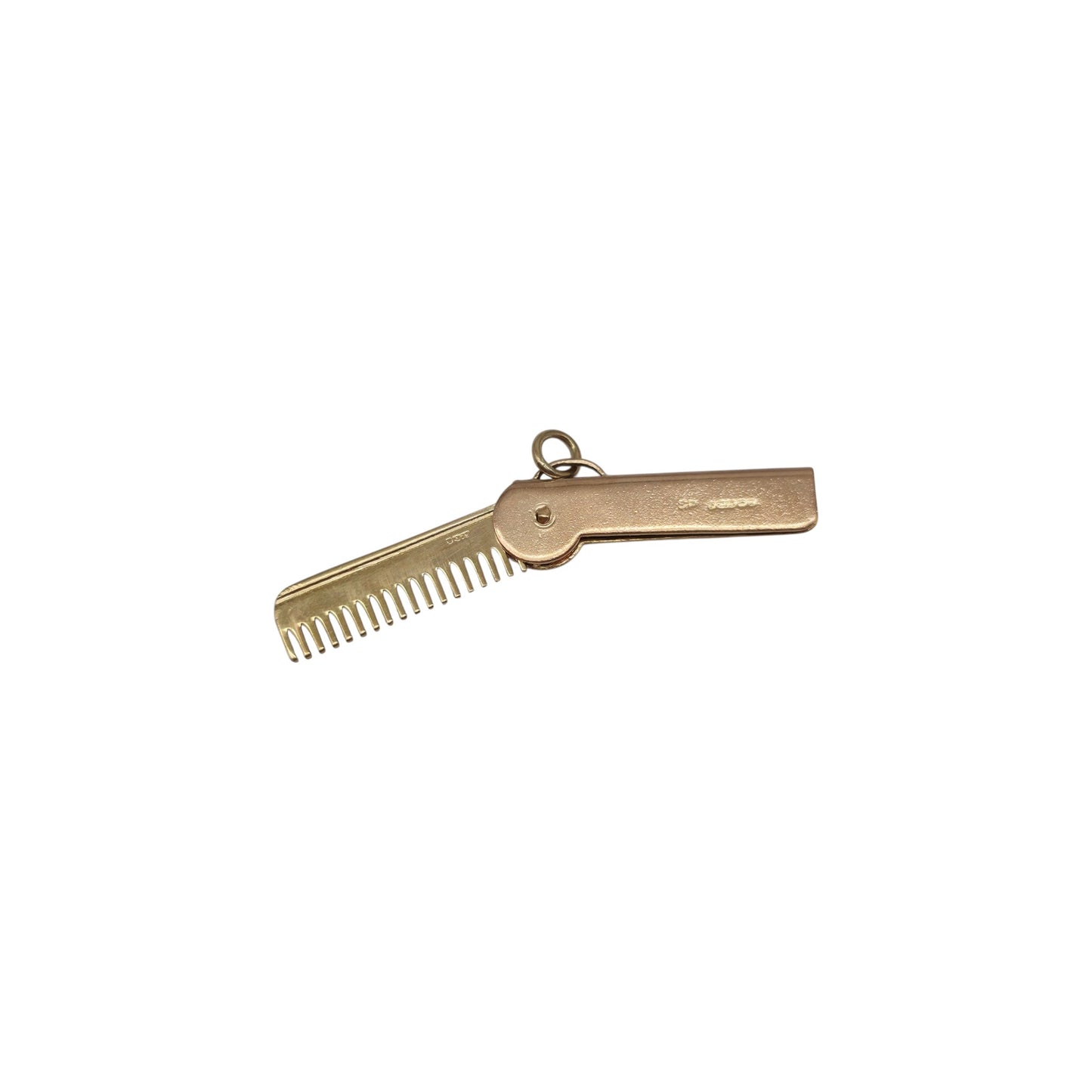 9ct 375 Rose & Yellow Gold Comb Opening Charm 1968 L 4.2 cm 2.5 g.