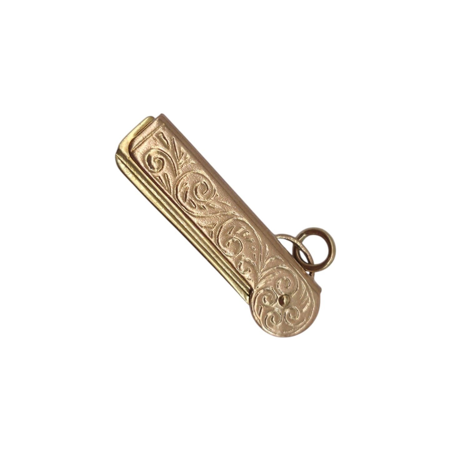 9ct 375 Rose & Yellow Gold Comb Opening Charm 1968 L 4.2 cm 2.5 g.