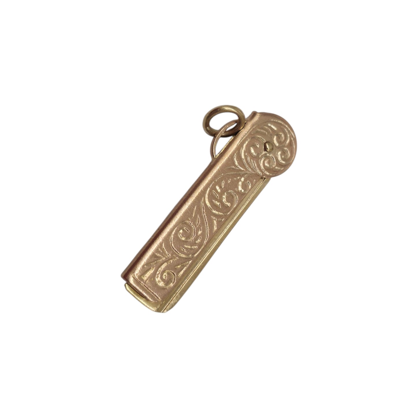 9ct 375 Rose & Yellow Gold Comb Opening Charm 1968 L 4.2 cm 2.5 g.