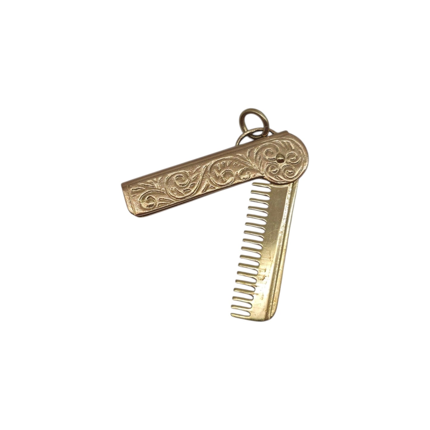 9ct 375 Rose & Yellow Gold Comb Opening Charm 1968 L 4.2 cm 2.5 g.