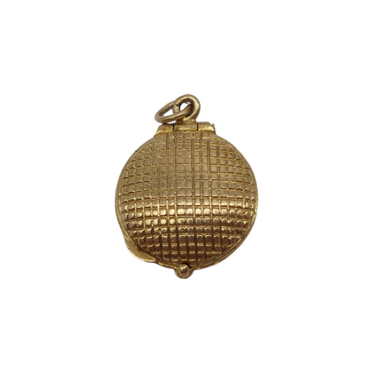 9ct 375 Yellow Gold Compact Opening Charm 1962 L 1.6 cm 3.2 g.