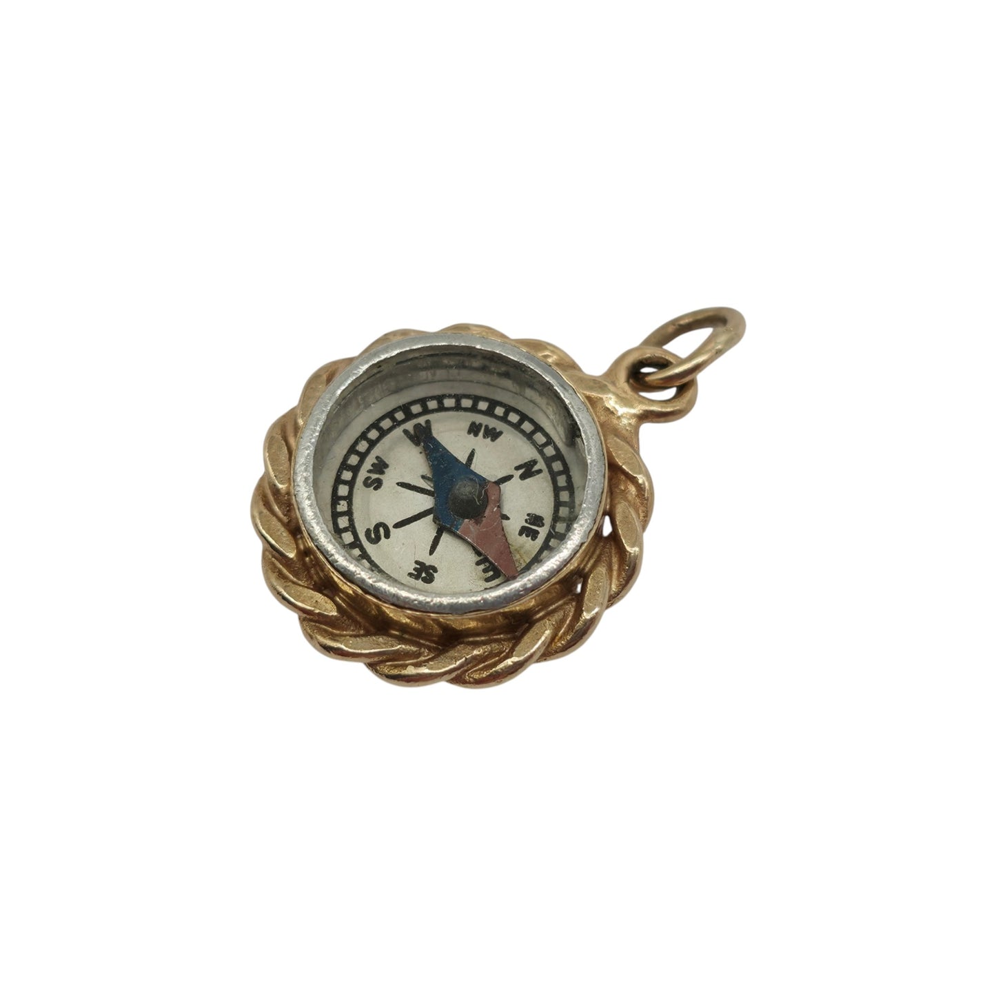 9ct 375 Yellow Gold Compass Charm 1967 L 1.7 cm 3.9 g.