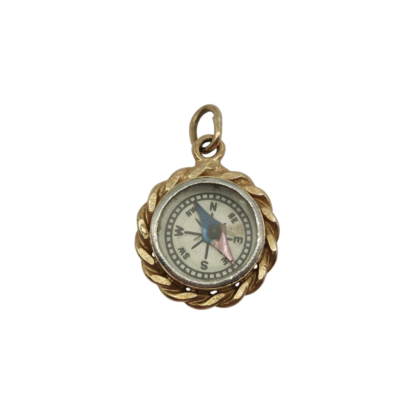 9ct 375 Yellow Gold Compass Charm 1967 L 1.7 cm 3.9 g.