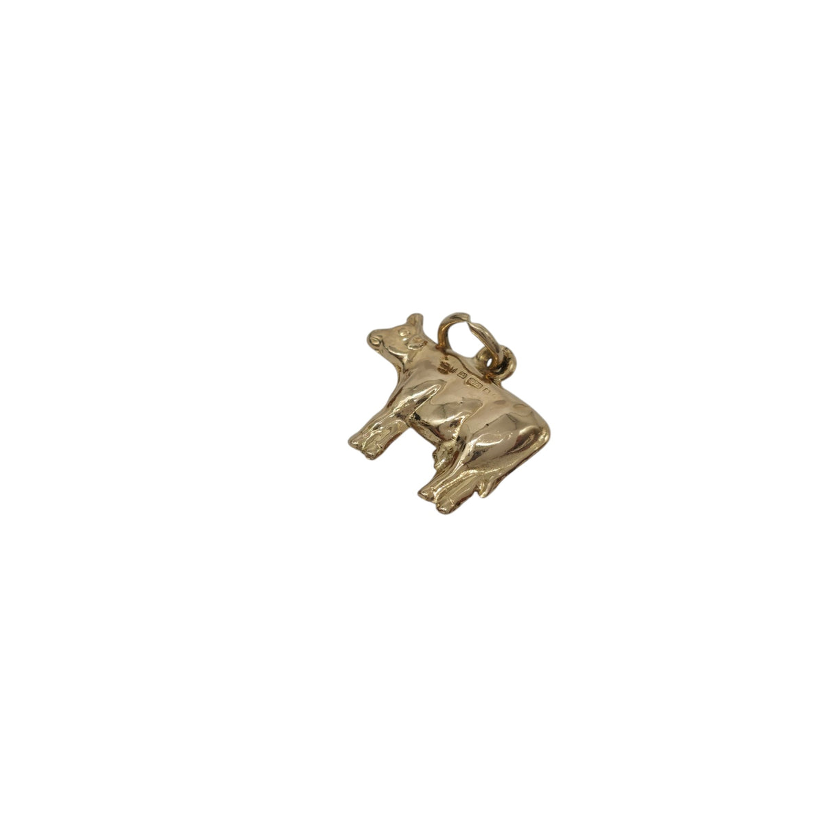 9ct 375 Yellow Gold Cow Charm 1975 L 1.5 cm 0.7 g.