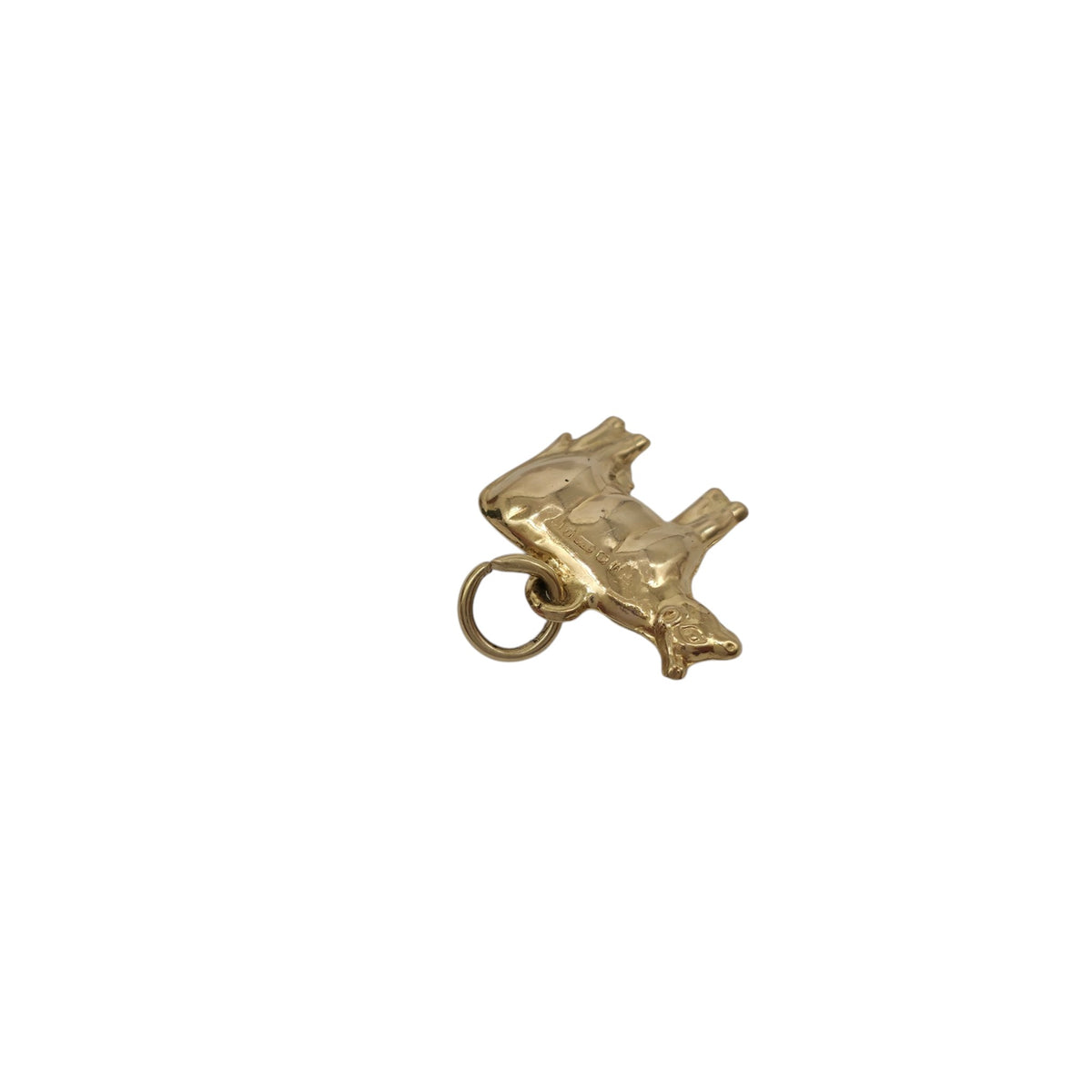 9ct 375 Yellow Gold Cow Charm 1975 L 1.5 cm 0.7 g.