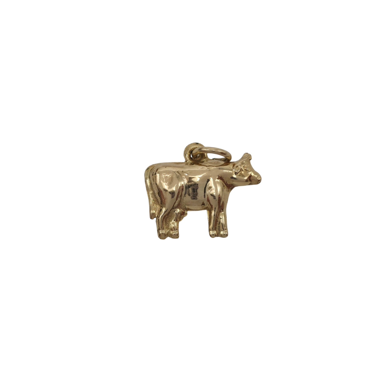 9ct 375 Yellow Gold Cow Charm 1975 L 1.5 cm 0.7 g.