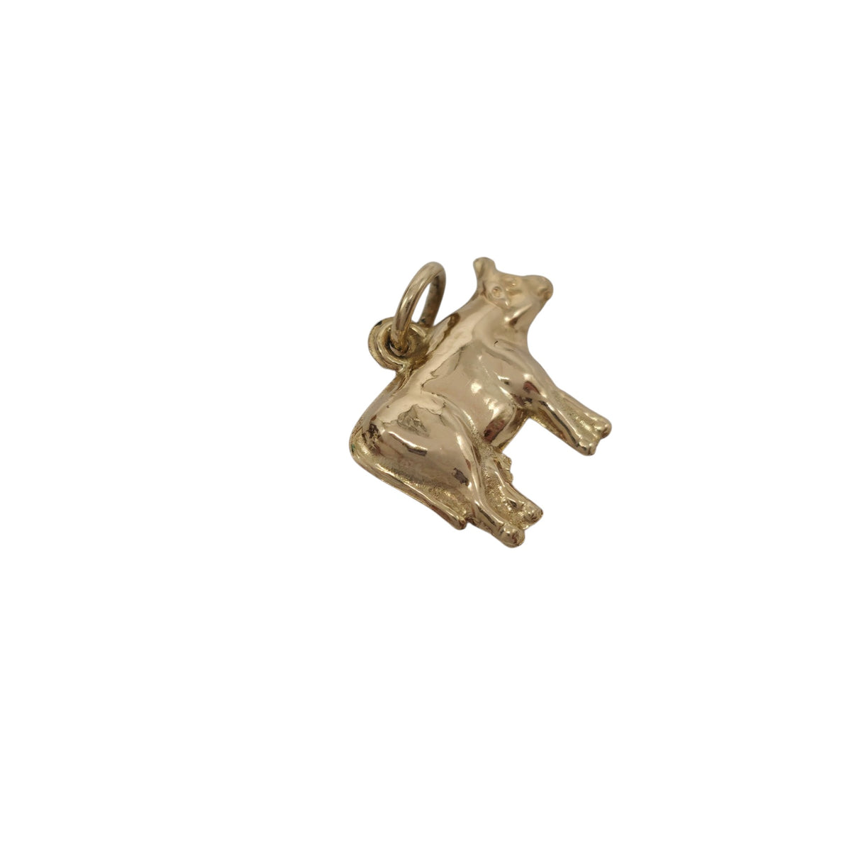 9ct 375 Yellow Gold Cow Charm 1975 L 1.5 cm 0.7 g.
