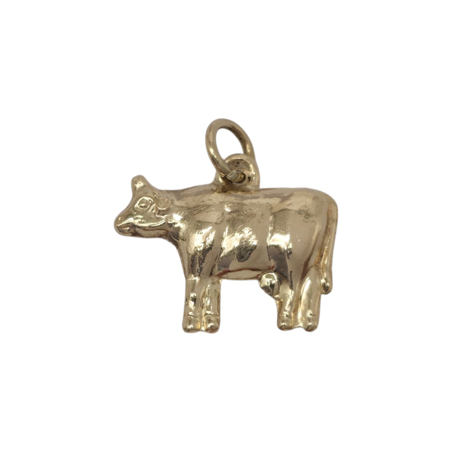 9ct 375 Yellow Gold Cow Charm 1972 L 1.5 cm 0.5 g.