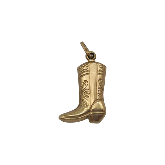 9ct 375 Yellow Gold Cowboy Riding Boot Charm L 1.6 cm 0.7 g.