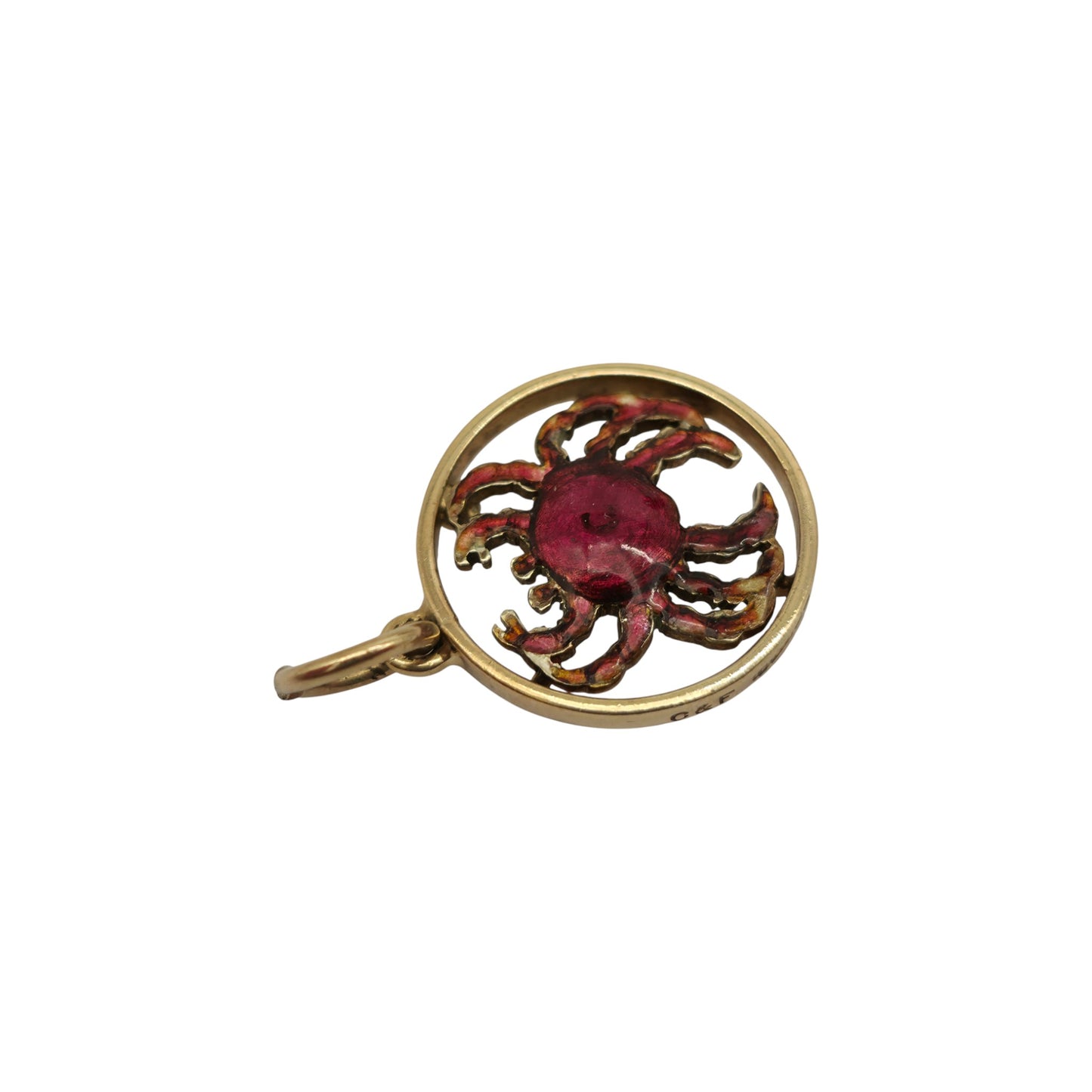 9ct 375 Yellow Gold & Enamel Crab Charm 1960 L 1.6 cm 1.9 g.