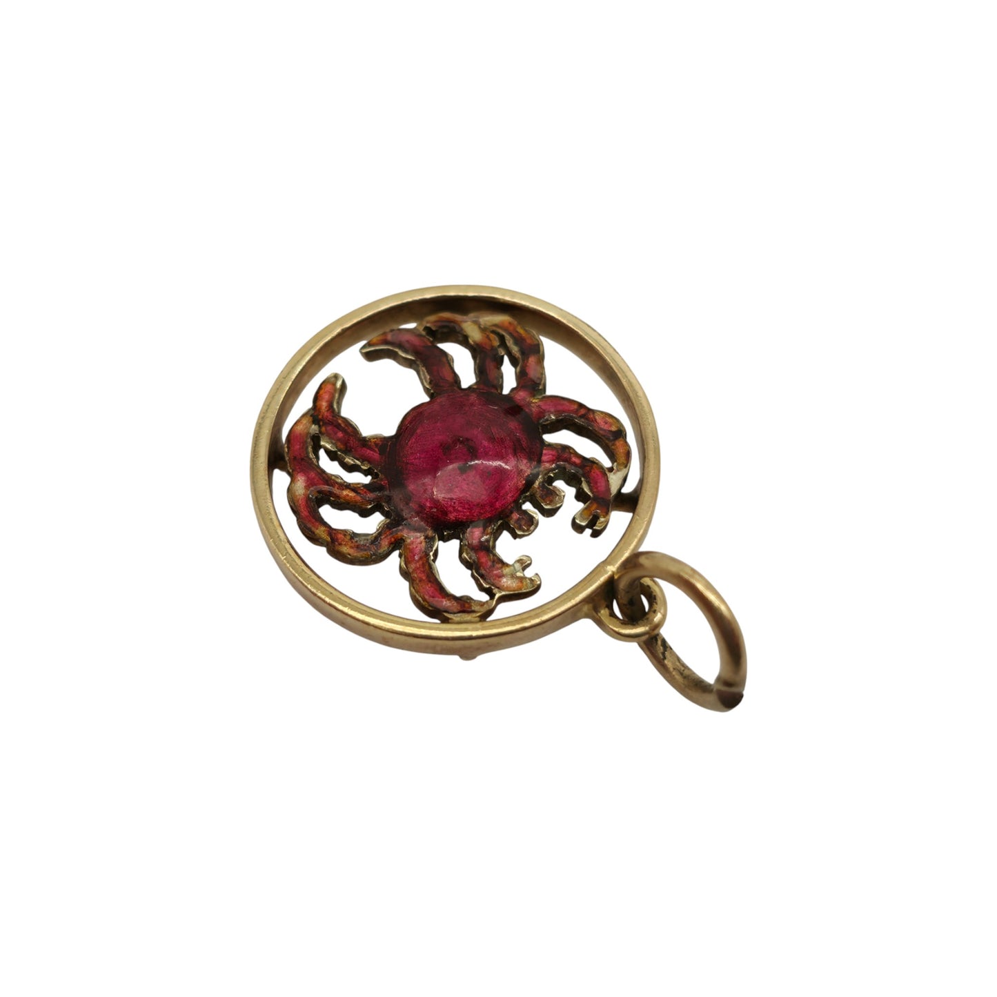 9ct 375 Yellow Gold & Enamel Crab Charm 1960 L 1.6 cm 1.9 g.