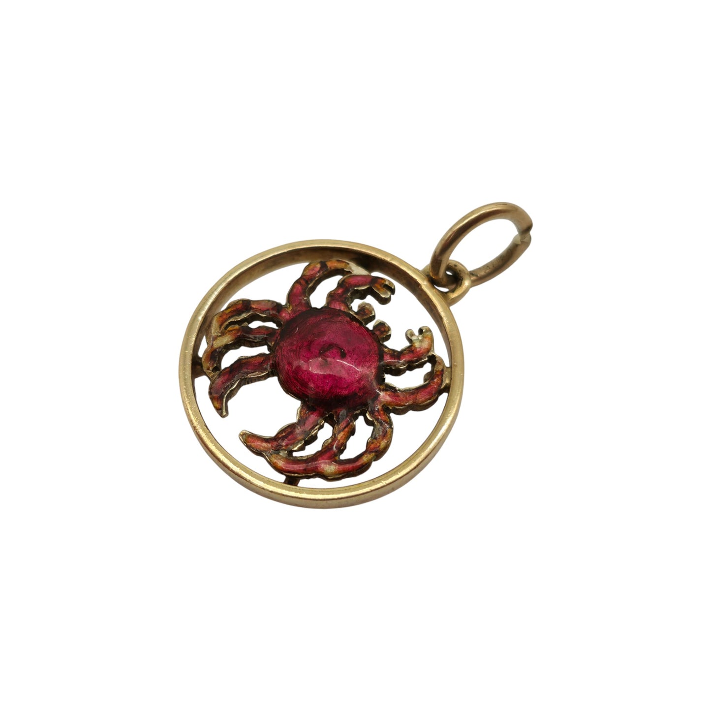 9ct 375 Yellow Gold & Enamel Crab Charm 1960 L 1.6 cm 1.9 g.