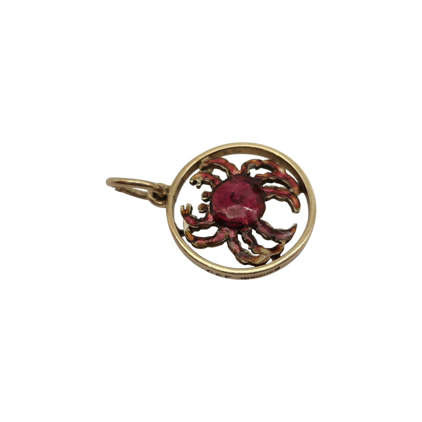 9ct 375 Yellow Gold & Enamel Crab Charm 1960 L 1.6 cm 1.9 g.