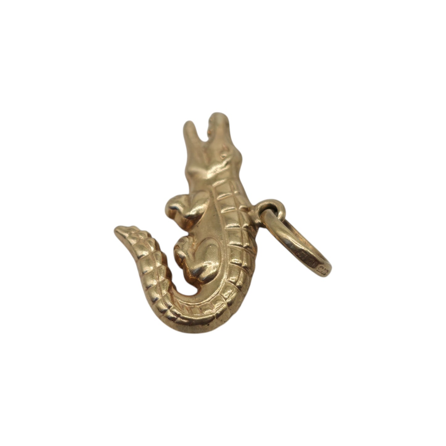 9ct 375 Yellow Gold Crocodile Charm L 2.0 cm 0.8 g.