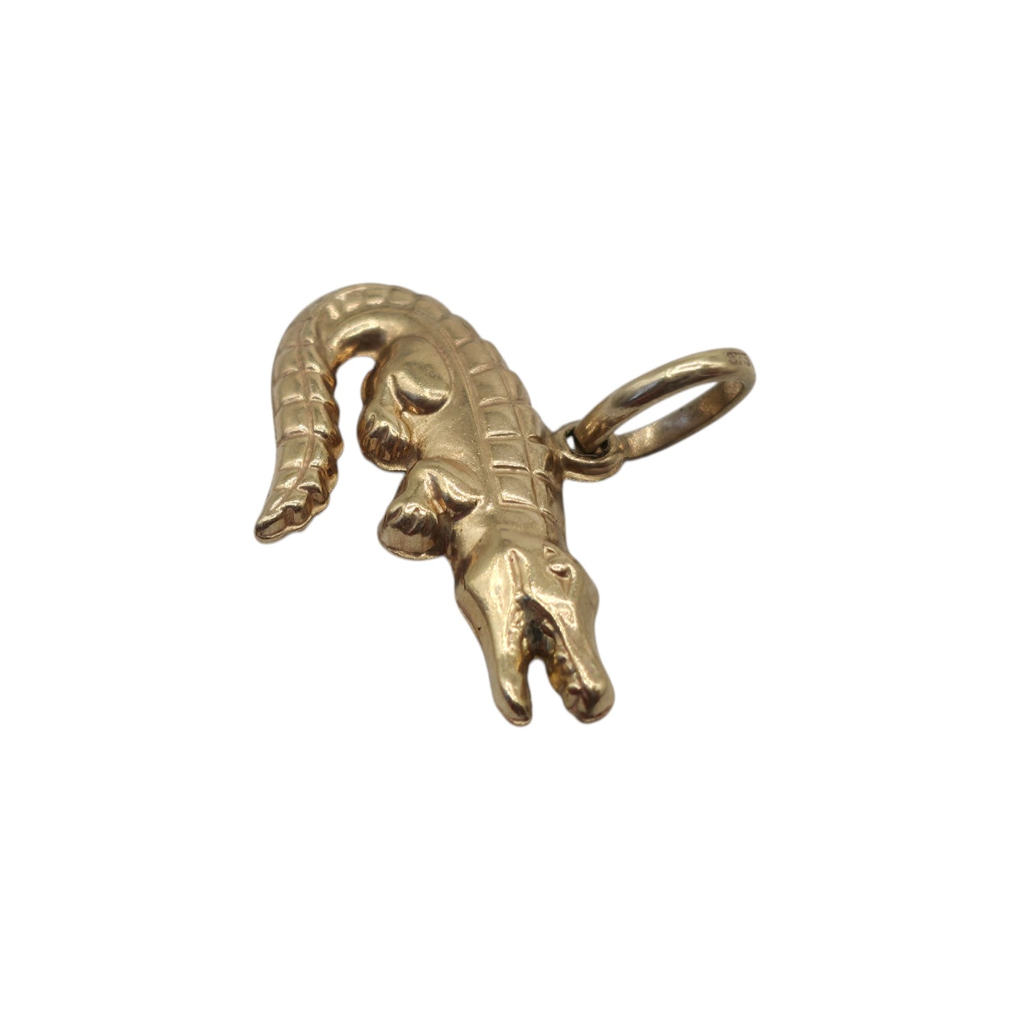 9ct 375 Yellow Gold Crocodile Charm L 2.0 cm 0.8 g.