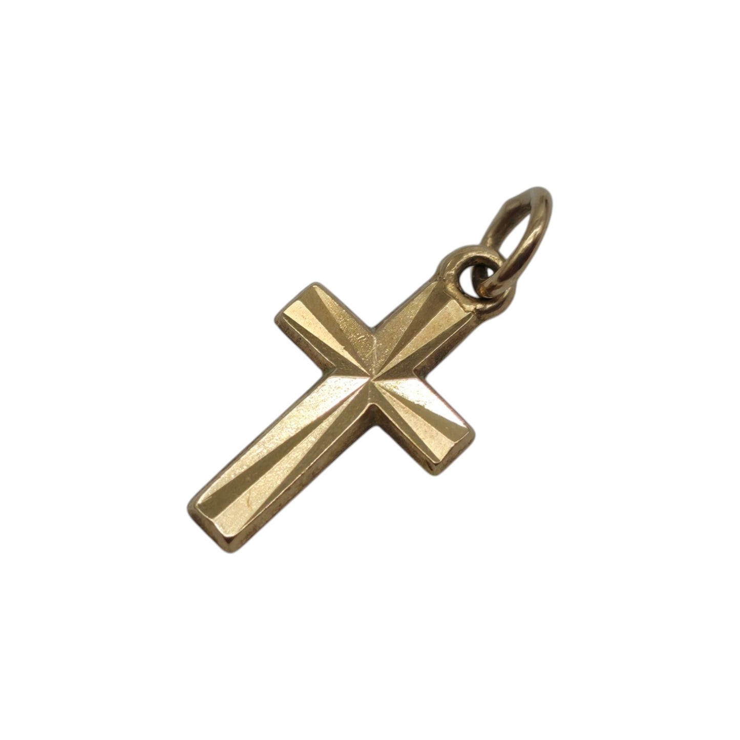 Petite 9ct 375 Yellow Gold Cross Charm 1974 L 1.3 cm 0.5 g.