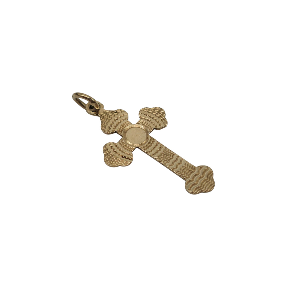 Decorative 9ct 375 Yellow Gold Cross Charm 1968 L 2.2 cm 0.7 g.