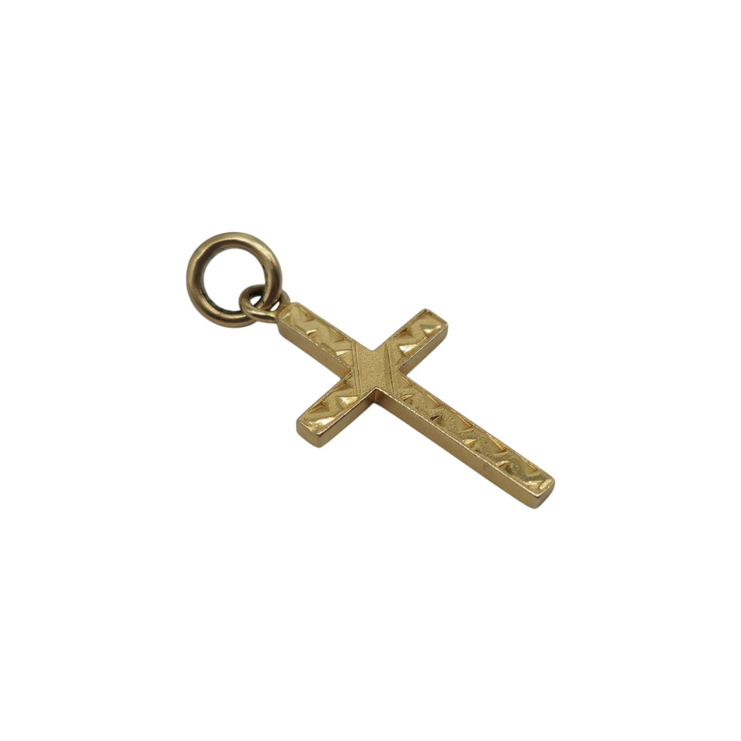 9ct 375 Yellow Gold Cross Charm 1965 L 1.6 cm 0.6 g.