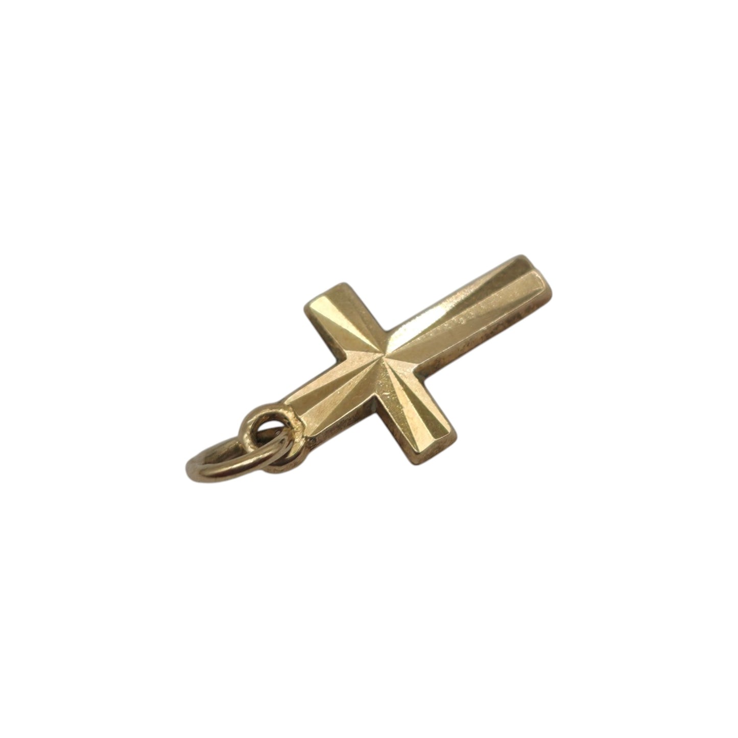 Petite 9ct 375 Yellow Gold Cross Charm 1974 L 1.3 cm 0.5 g.