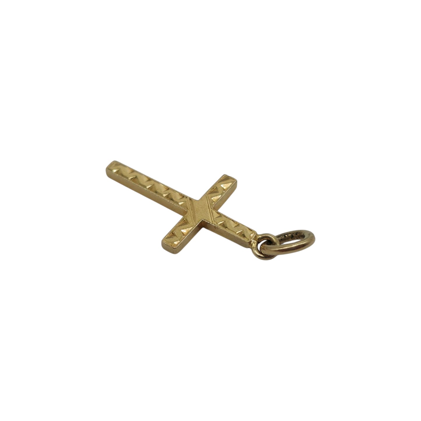 9ct 375 Yellow Gold Cross Charm 1965 L 1.6 cm 0.6 g.