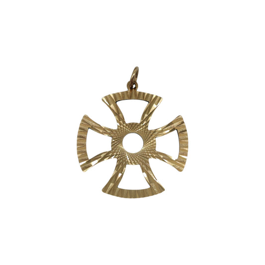 9ct 375 Yellow Gold Maltese Cross Charm 1976 L 2.6 cm 1.8 g.