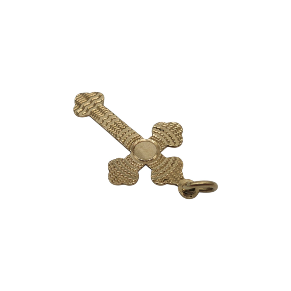 Decorative 9ct 375 Yellow Gold Cross Charm 1968 L 2.2 cm 0.7 g.