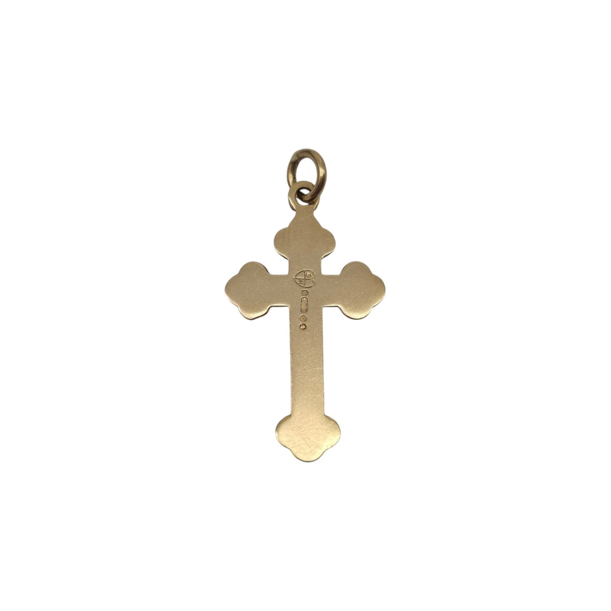 Decorative 9ct 375 Yellow Gold Cross Charm 1968 L 2.2 cm 0.7 g.