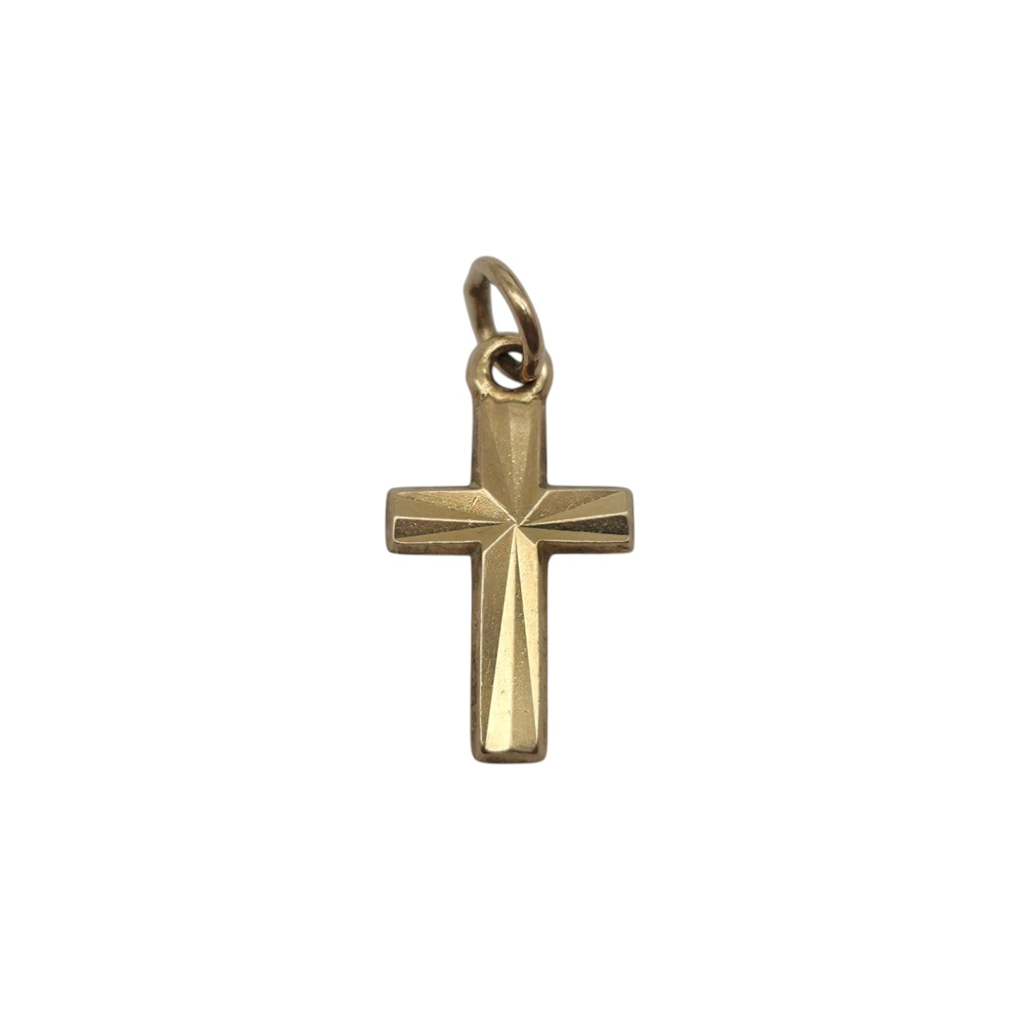 Petite 9ct 375 Yellow Gold Cross Charm 1974 L 1.3 cm 0.5 g.