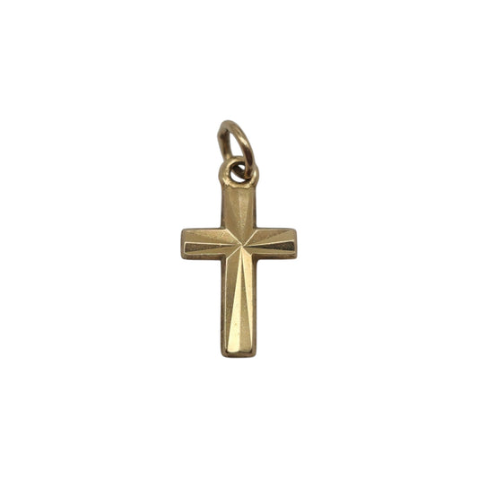 Petite 9ct 375 Yellow Gold Cross Charm 1974 L 1.3 cm 0.5 g.