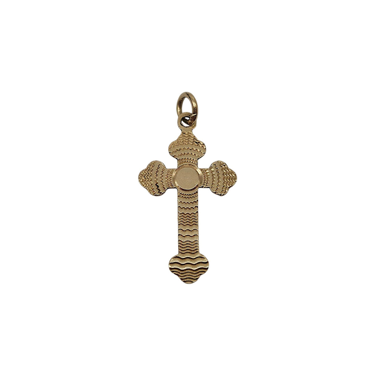 Decorative 9ct 375 Yellow Gold Cross Charm 1968 L 2.2 cm 0.7 g.