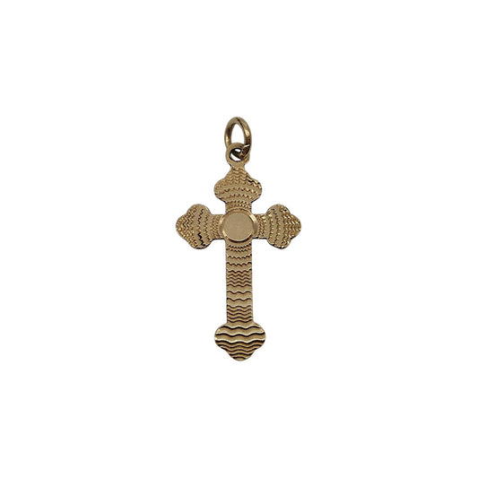 Decorative 9ct 375 Yellow Gold Cross Charm 1968 L 2.2 cm 0.7 g.