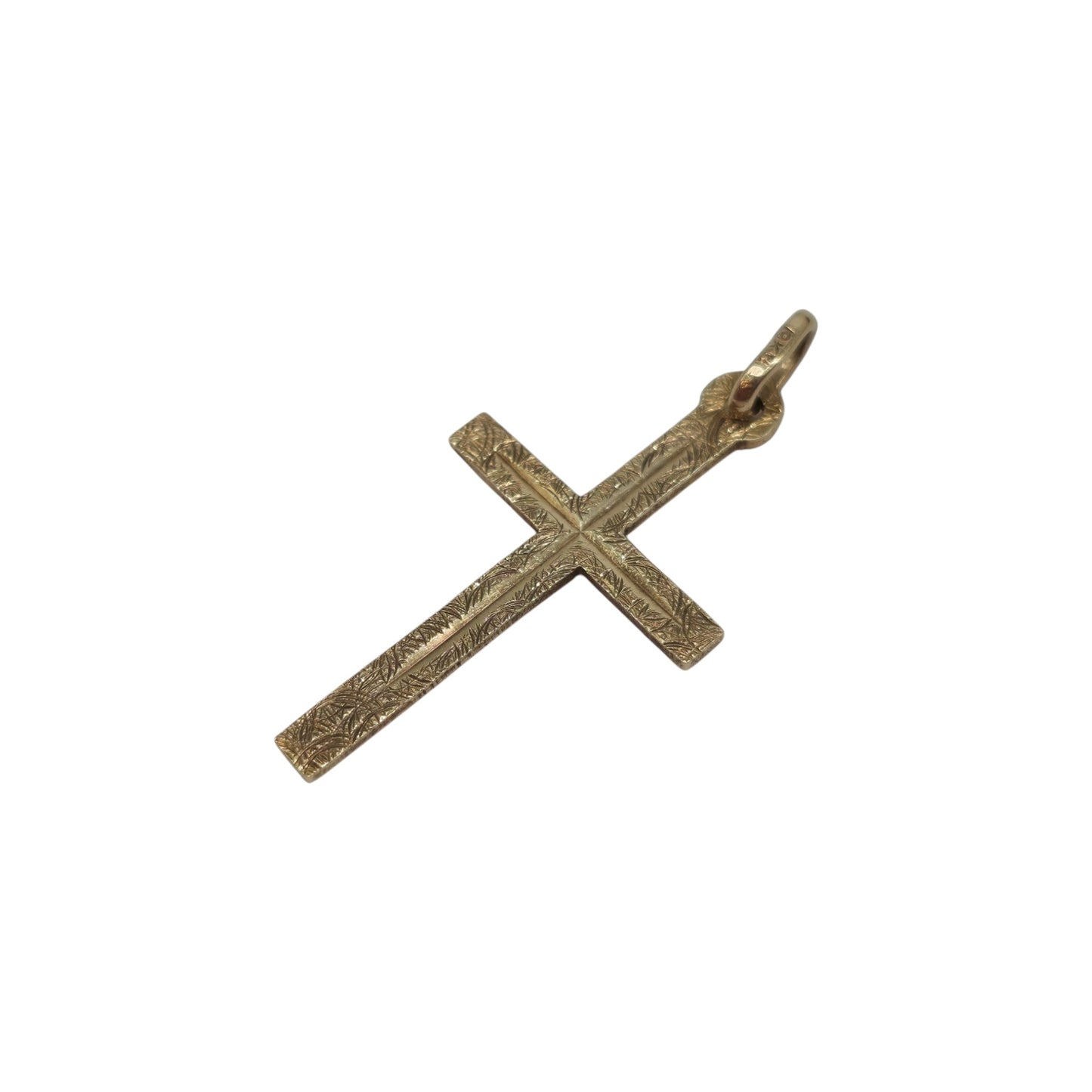 9ct 375 Yellow Gold Cross Pendant 1978 L 2.5 cm 1.1 g.