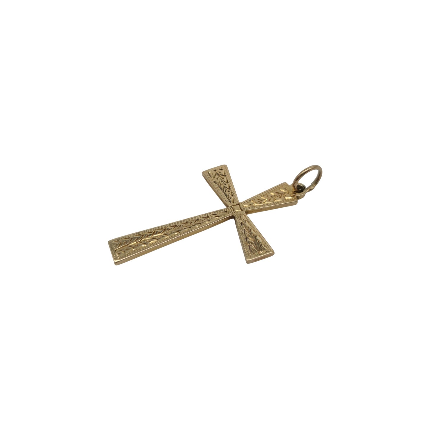 Chester 9ct 375 Yellow Gold Engraved Cross Pendant 1939 L 3.1 cm 2.2 g.